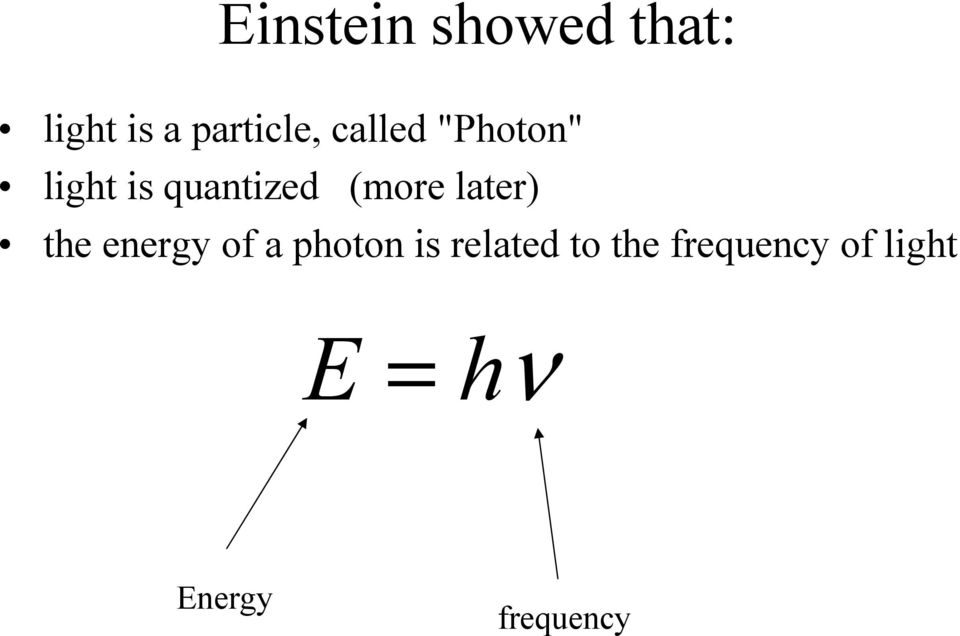 later) the energy of a photon is related to