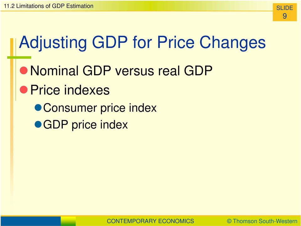 Changes Nominal GDP versus real GDP