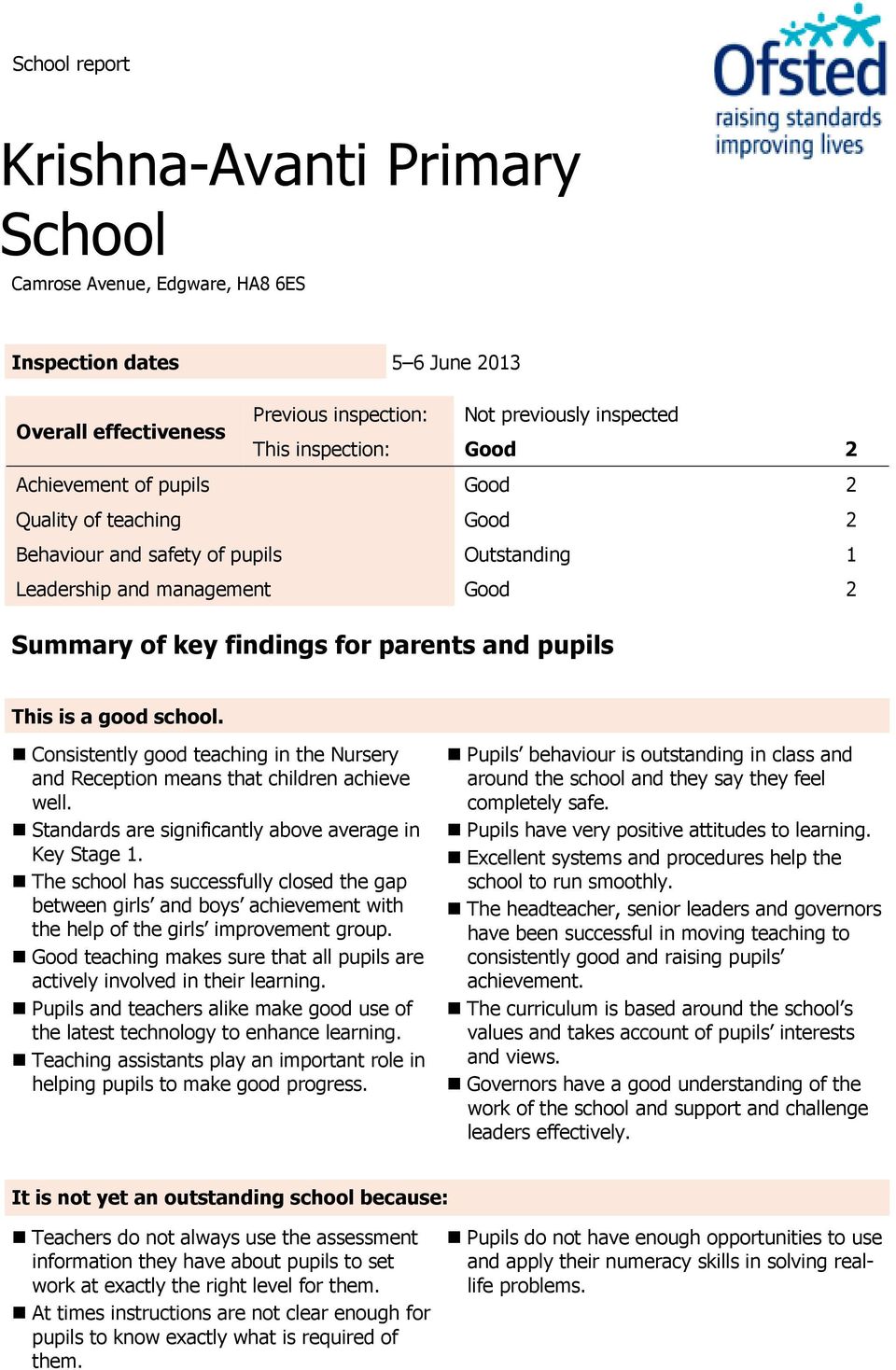 school. Consistently good teaching in the Nursery and Reception means that children achieve well. Standards are significantly above average in Key Stage 1.