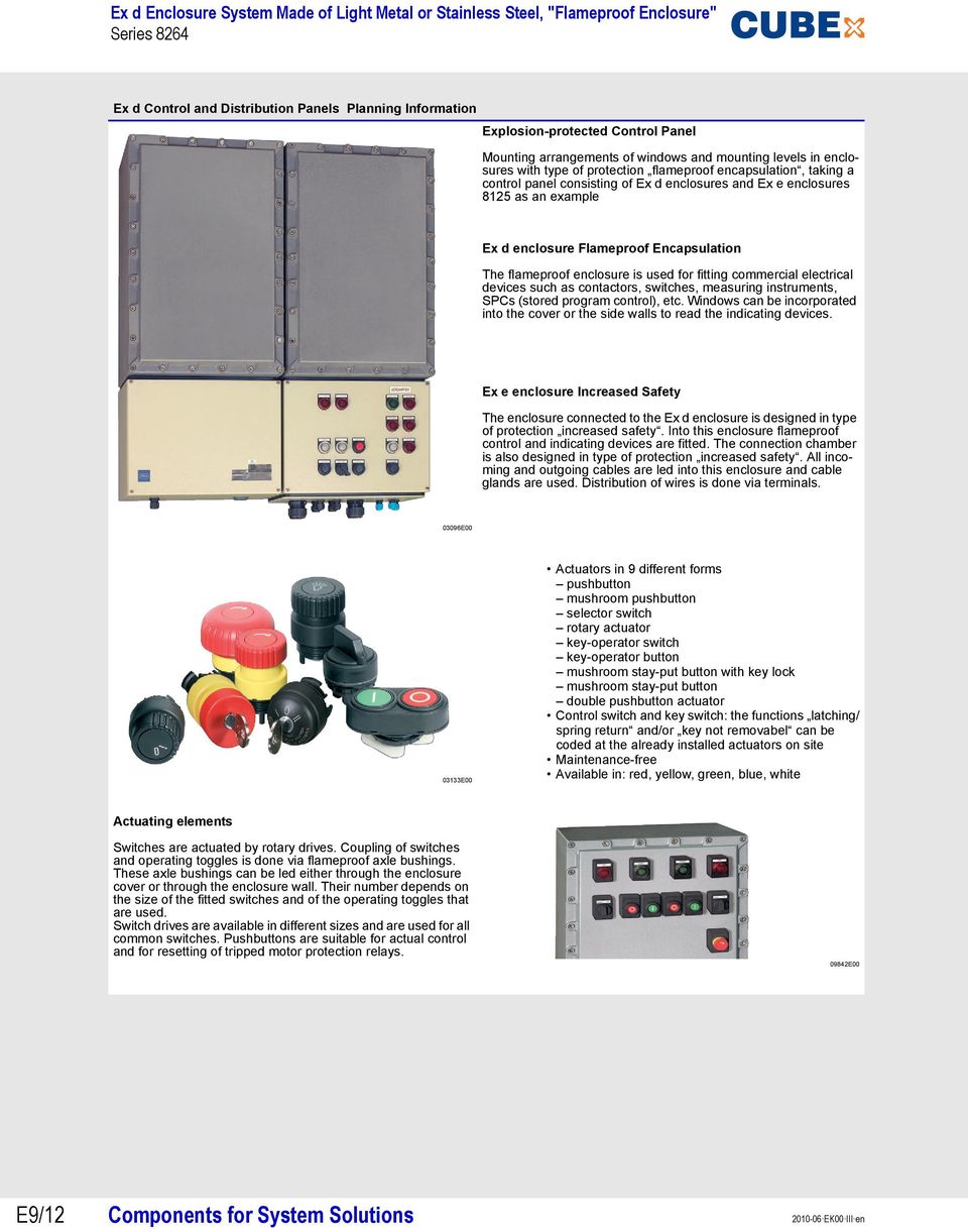 commercial electrical devices such as contactors, switches, measuring instruments, SPCs (stored program control), etc.