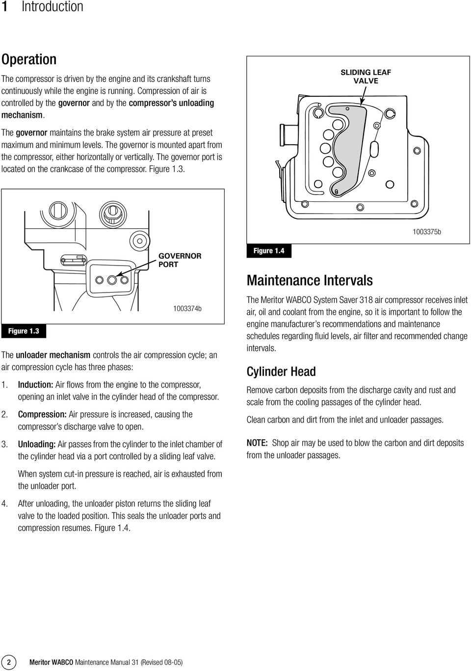 The governor is mounted apart from the compressor, either horizontally or vertically. The governor port is located on the crankcase of the compressor. Figure 1.3. Figure 1.4 SLIDING LEAF VALVE Figure 1.