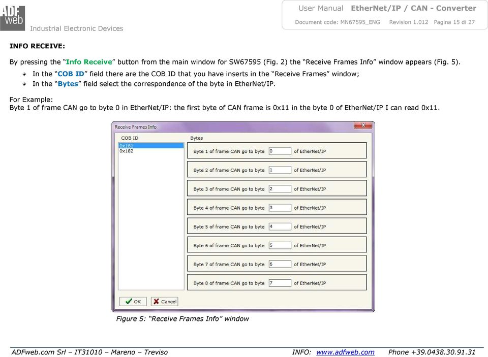 2) the Receive Frames Info window appears (Fig. 5).