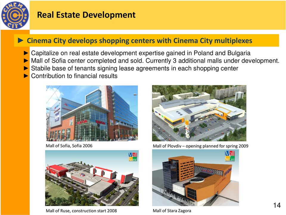 Currently 3 additional malls under development.