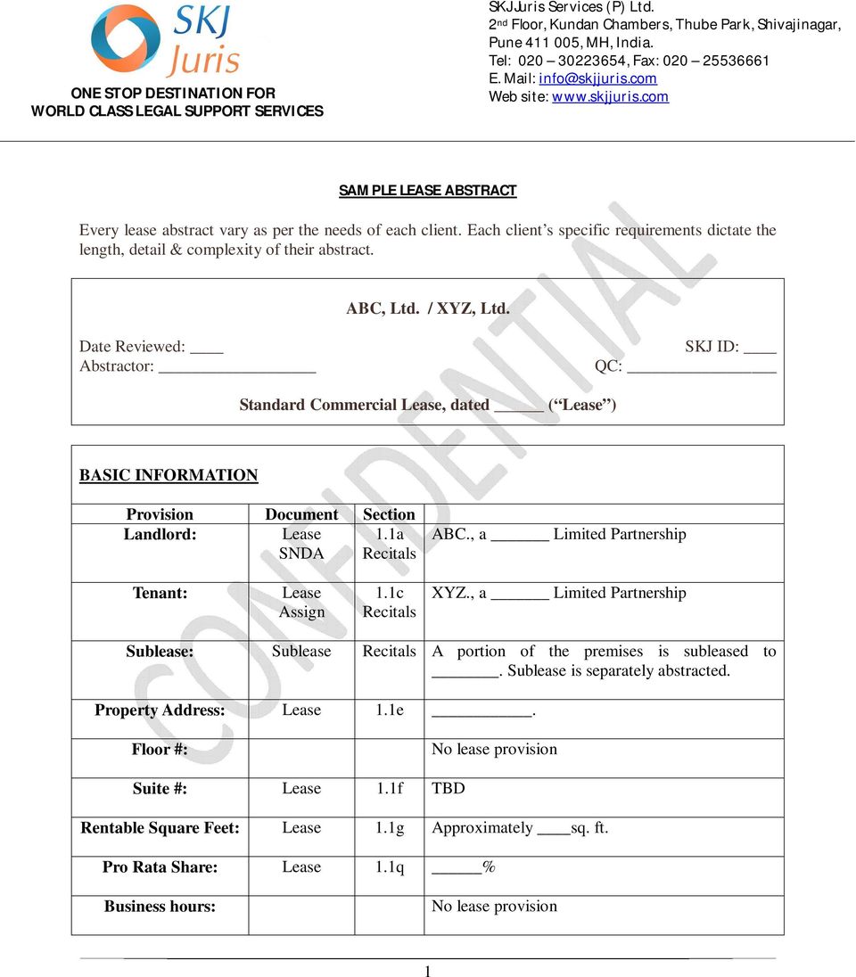 Sample Lease Abstract Pdf Free Download