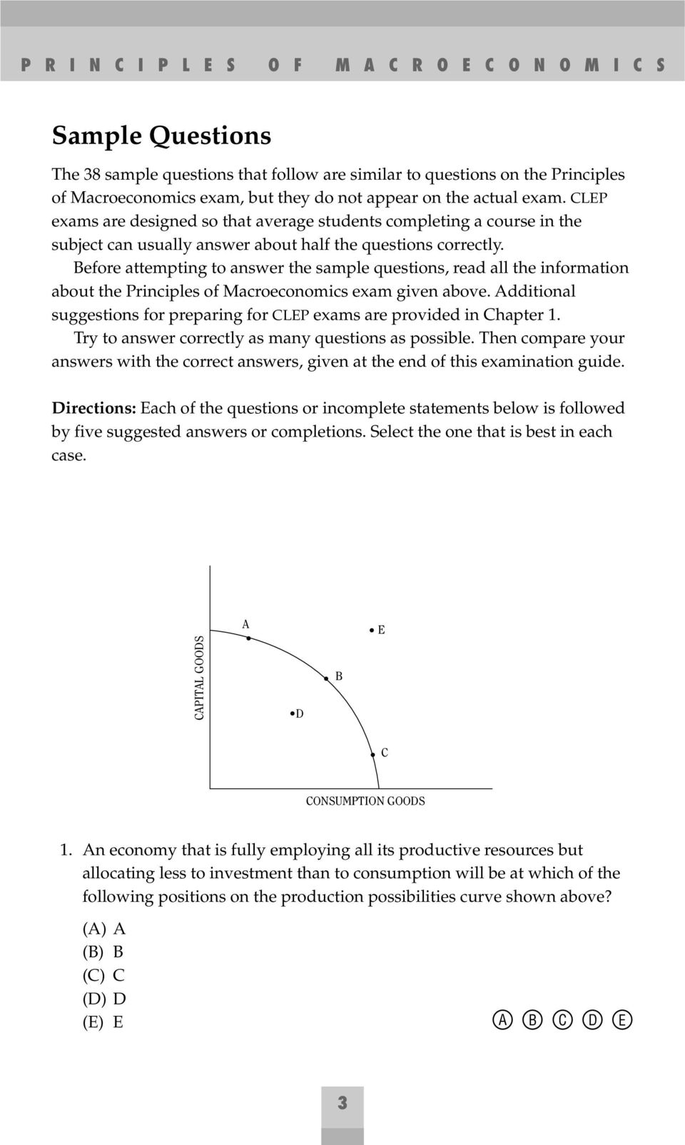 Before attempting to answer the sample questions, read all the information about the Principles of Macroeconomics exam given above.