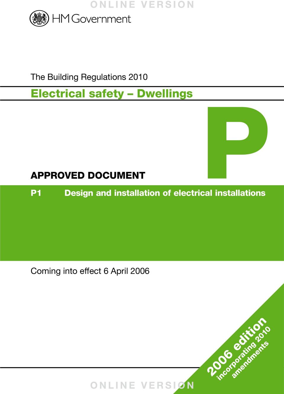 com/buildingregs The Building Regulations 2010 Electrical safety Dwellings AROVED DOCUMENT RIBA Bookshops RIBA, 66 ortland lace, London WIB 1AD.