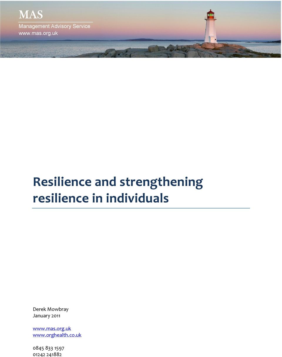 resilience in individuals Derek