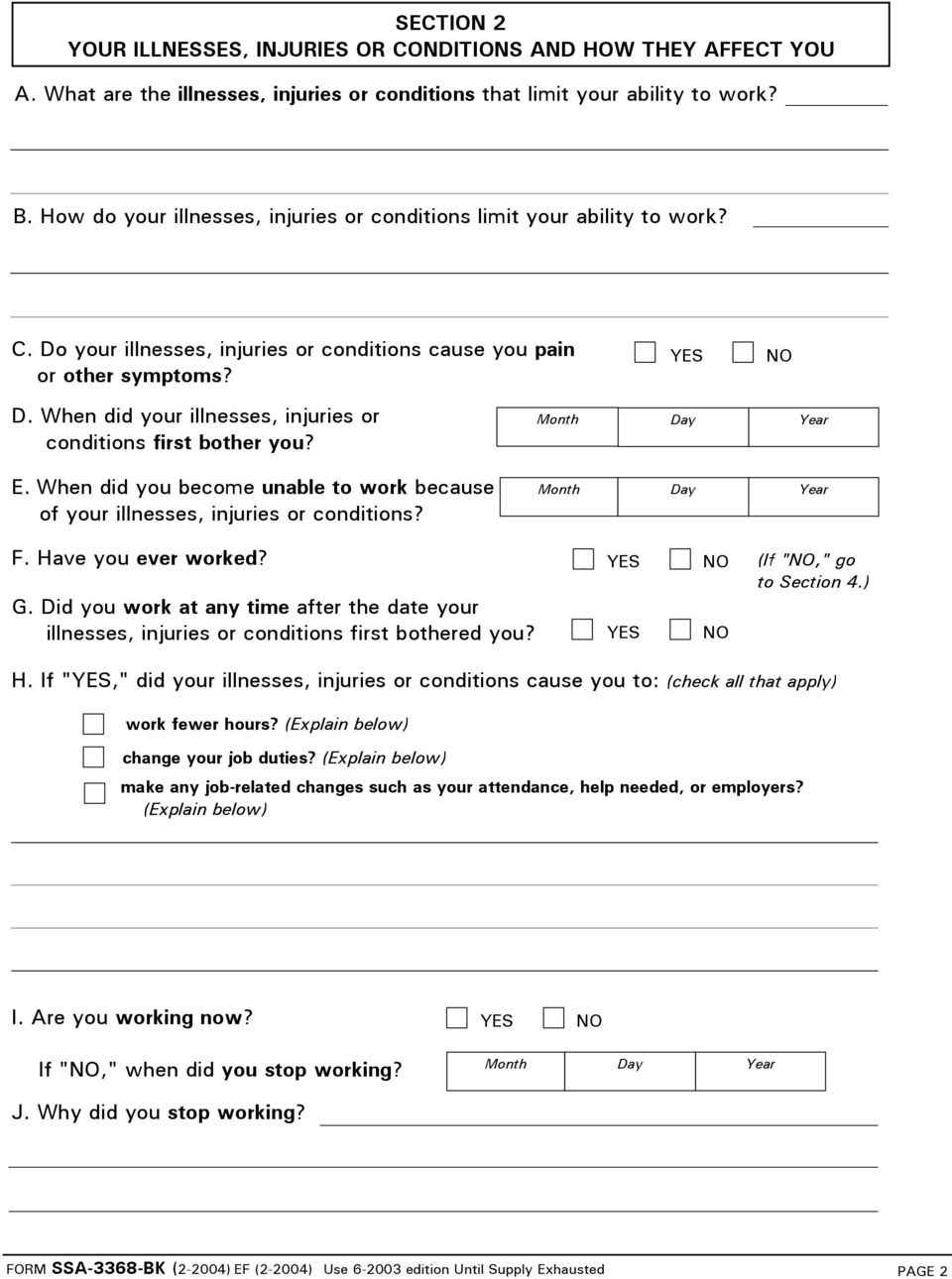 Disability Report Adult Form Ssa 3368 Bk Pdf Free Download