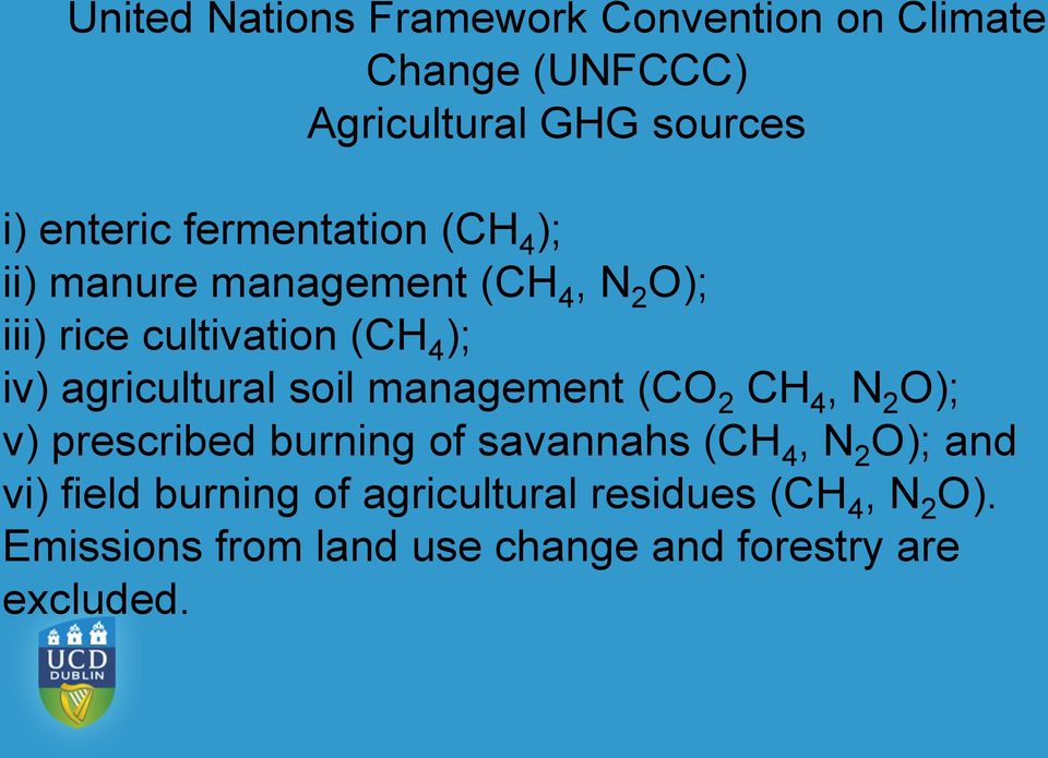 agricultural soil management (CO 2 CH 4, N 2 O); v) prescribed burning of savannahs (CH 4, N 2 O); and