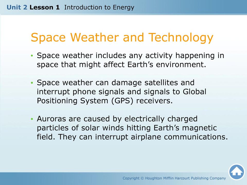 Space weather can damage satellites and interrupt phone signals and signals to Global