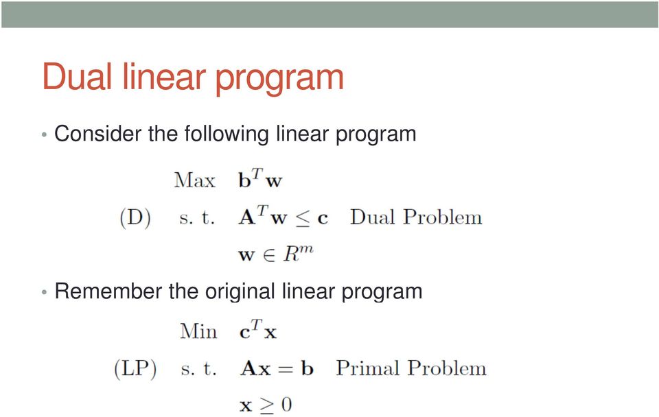 linear program Remember