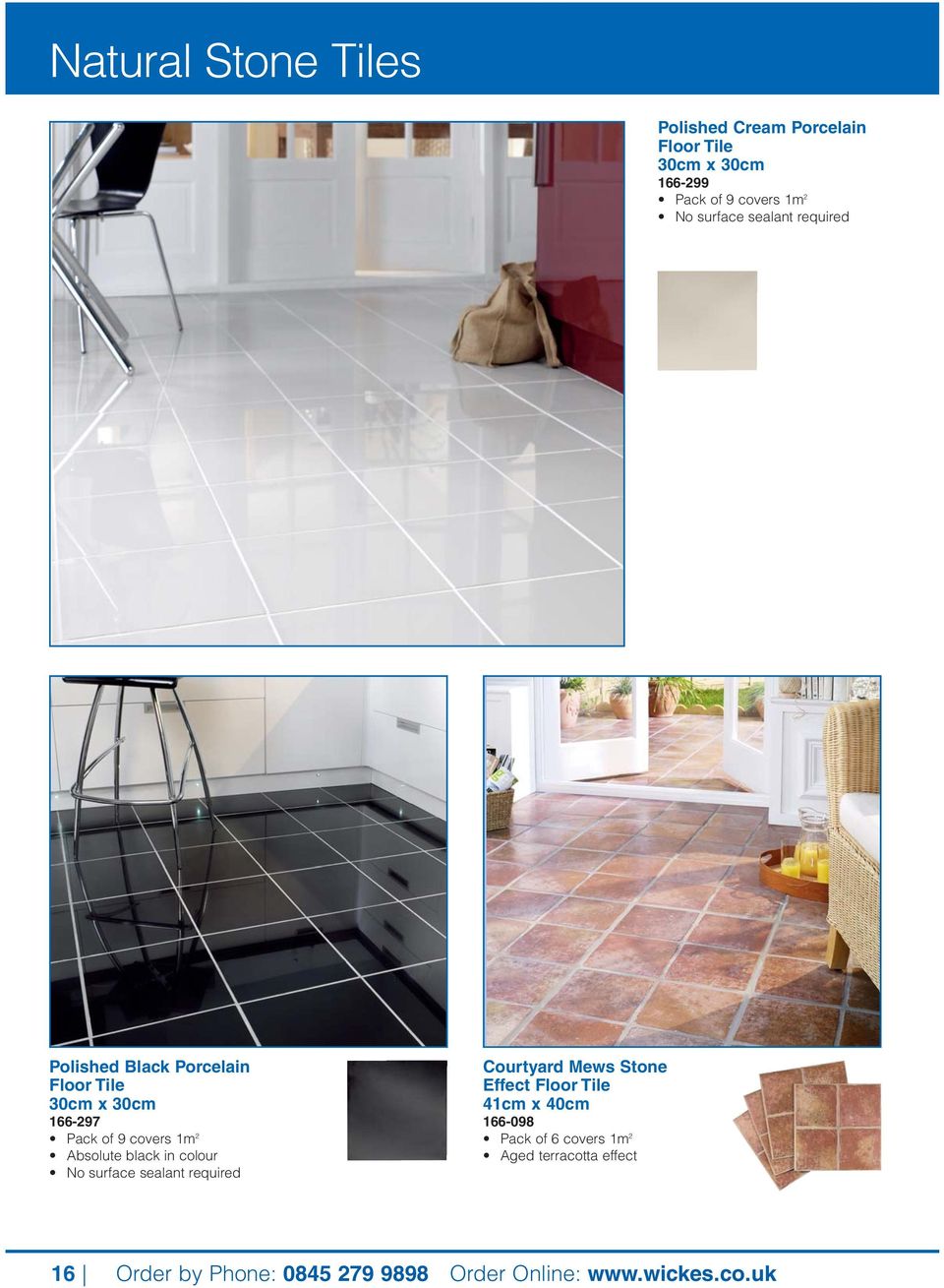 Absolute black in colour No surface sealant required Courtyard Mews Stone Effect Floor Tile 41cm x 40cm