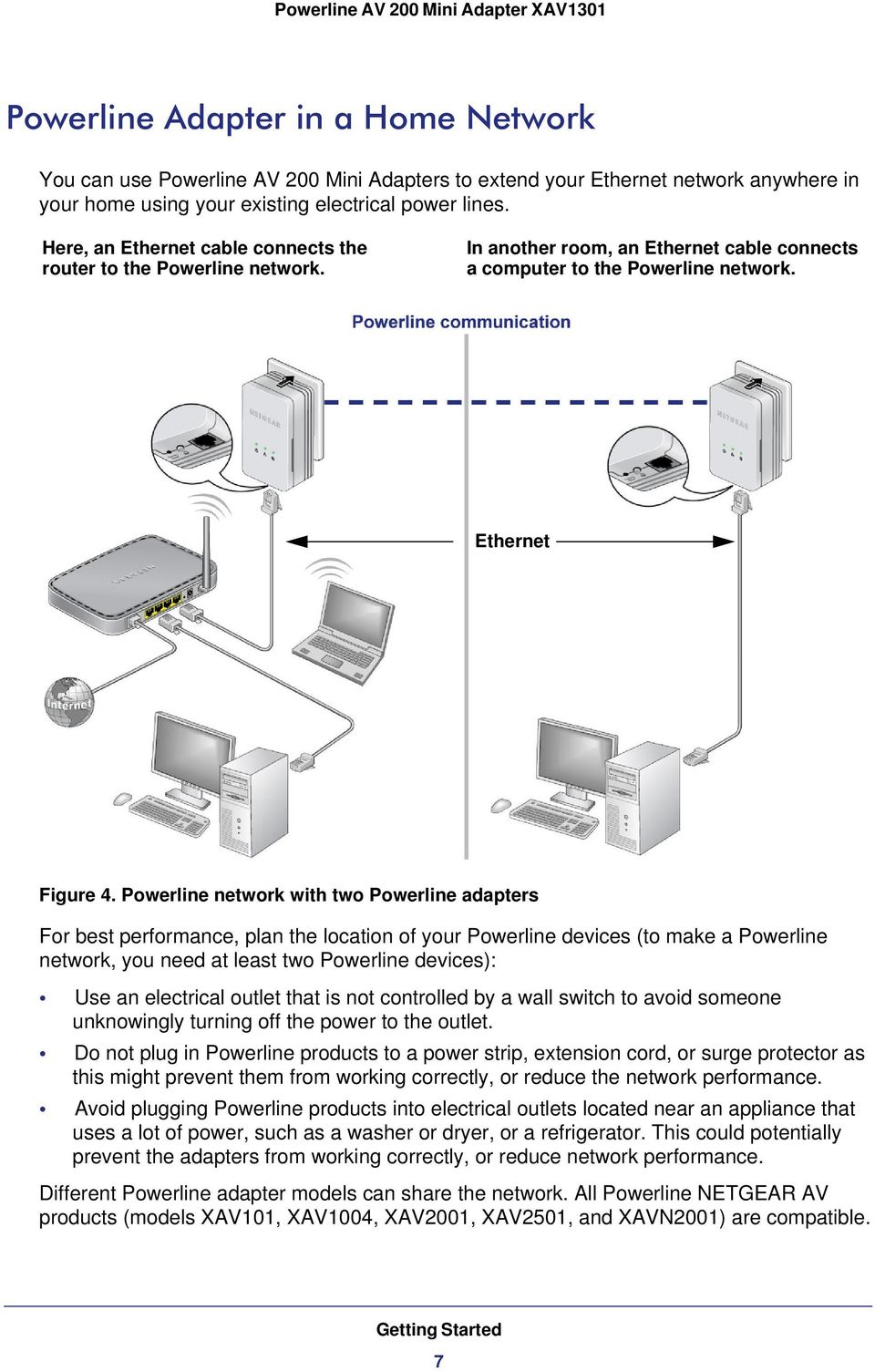 Powerline network with two Powerline adapters For best performance, plan the location of your Powerline devices (to make a Powerline network, you need at least two Powerline devices): Use an