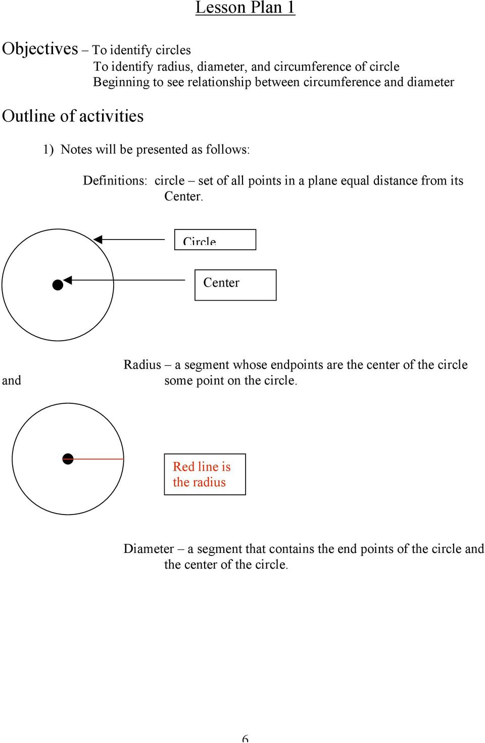points in a plane equal distance from its Center.