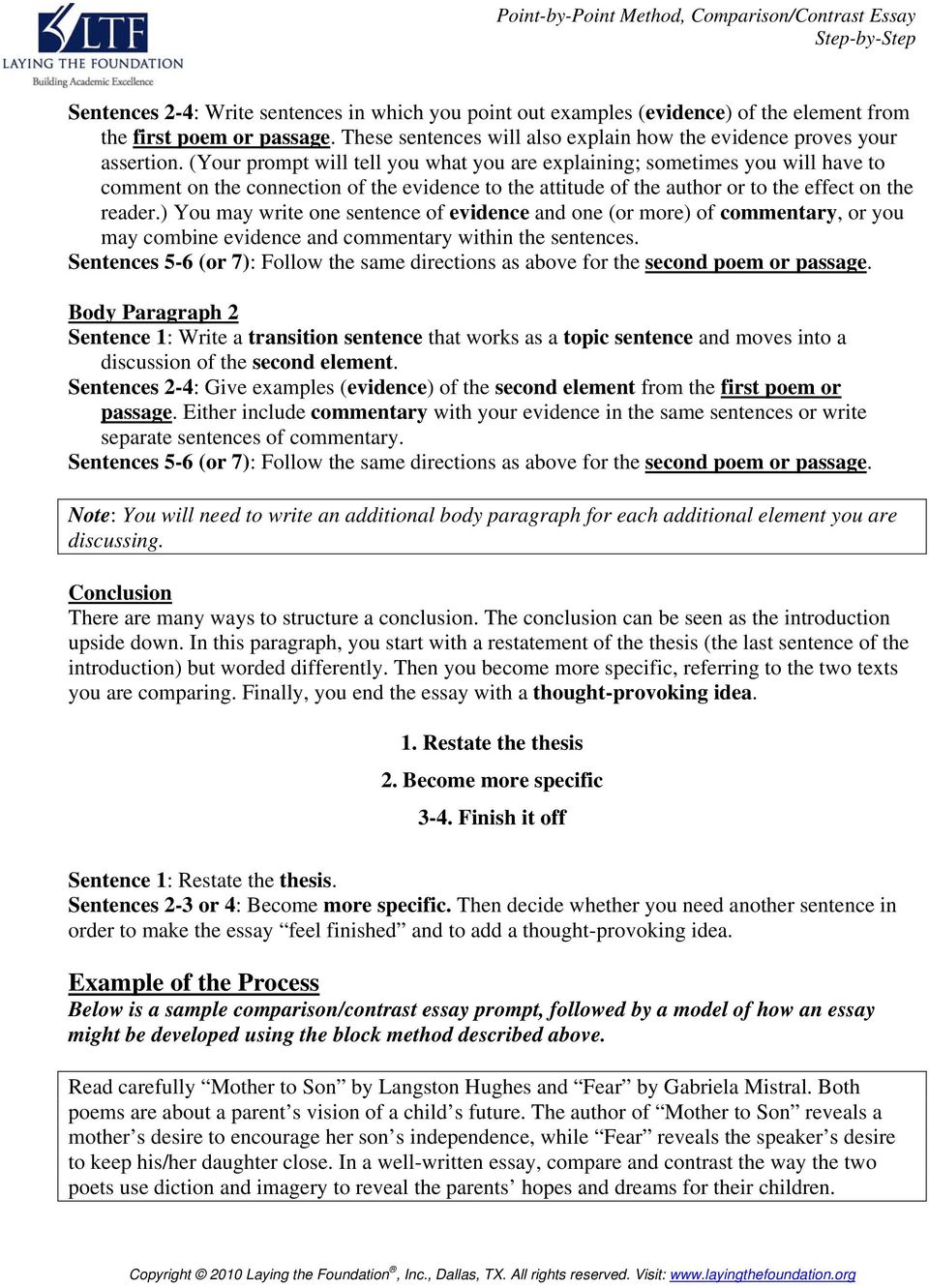 sample compare and contrast essays