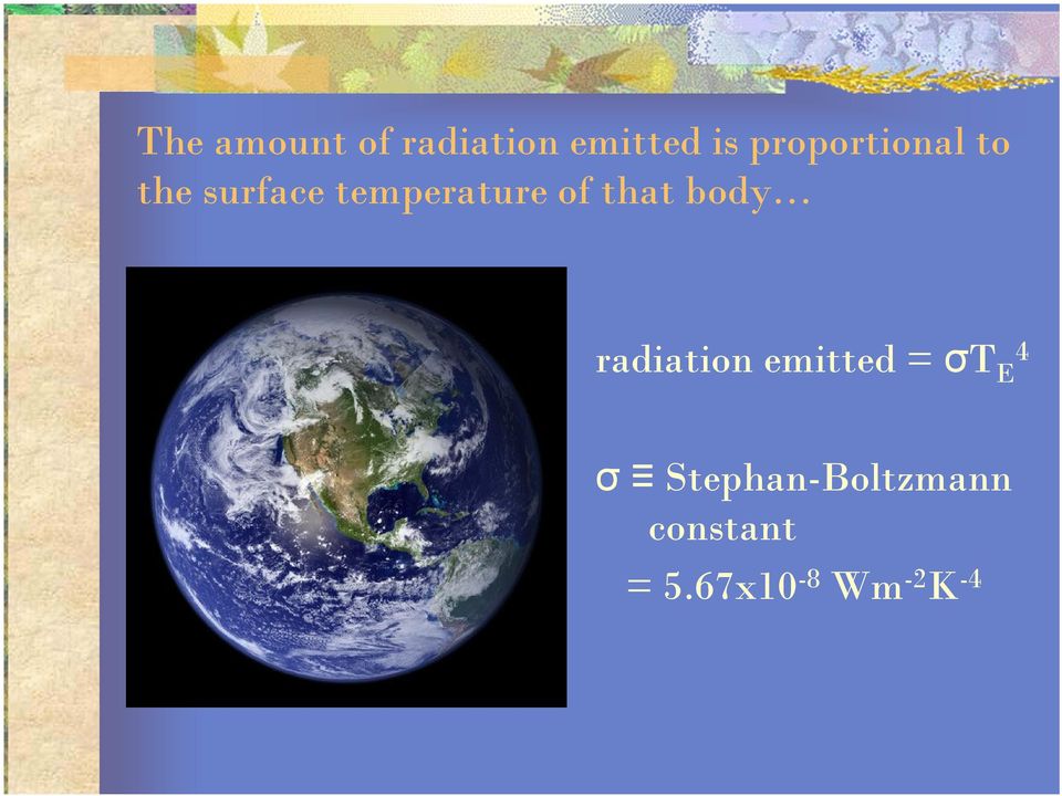 of that body radiation emitted = σt E 4 σ