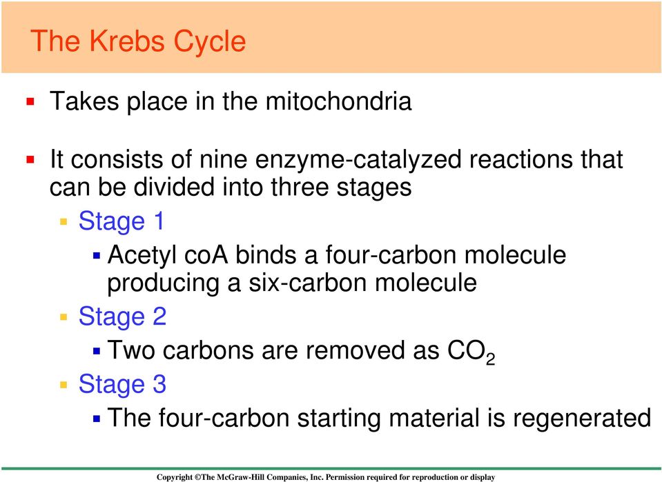 Acetyl coa binds a four-carbon molecule producing a six-carbon molecule Stage
