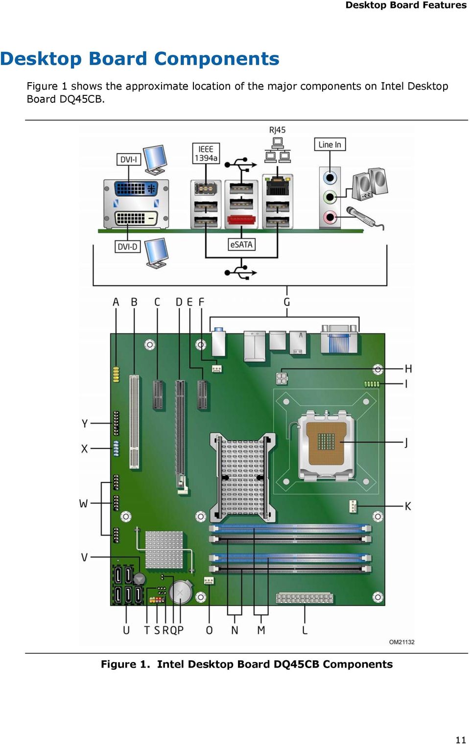 major components on Intel Desktop Board DQ45CB.