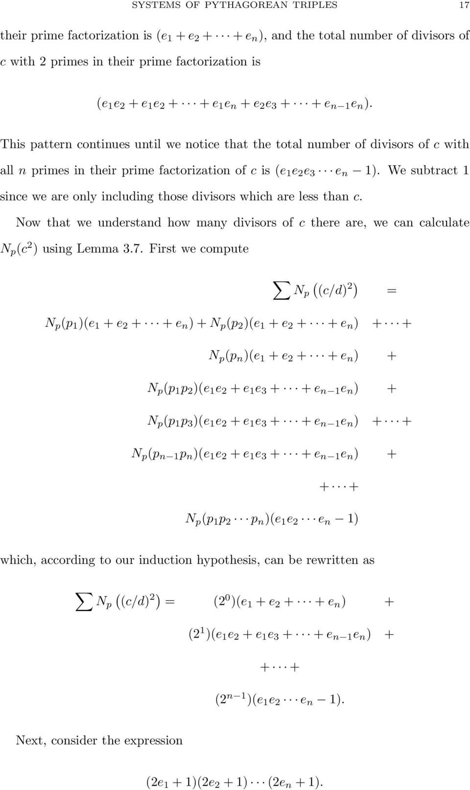 We subtract 1 since we are only including those divisors which are less than c. Now that we understand how many divisors of c there are, we can calculate N p (c ) using Lemma 3.7.