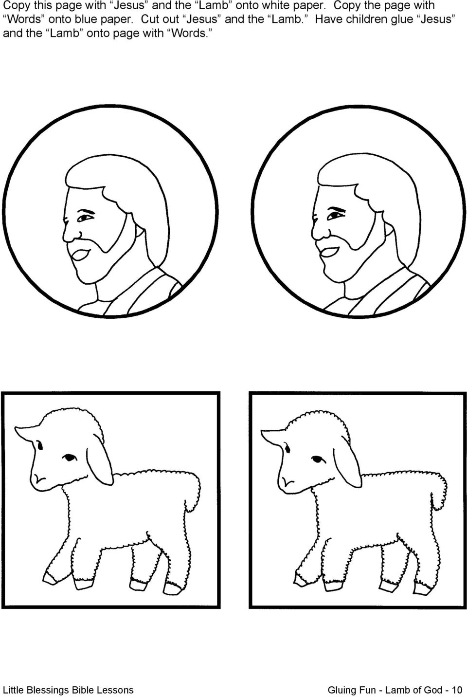 Cut out Jesus and the Lamb.
