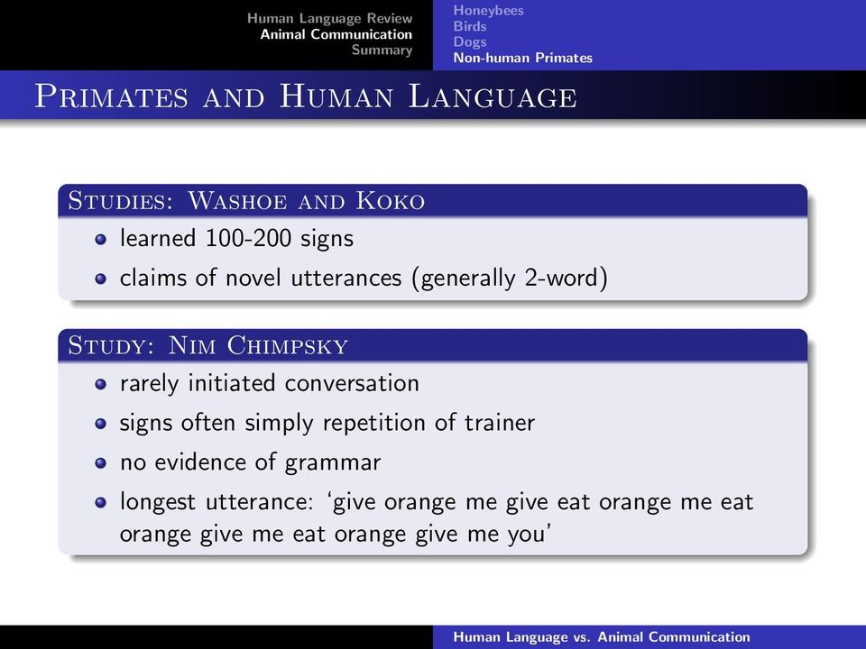 Human Language vs. Animal Communication - PDF Free Download