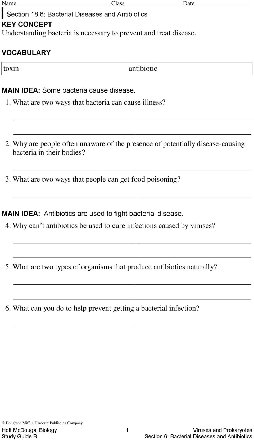 Why are people often unaware of the presence of potentially disease-causing bacteria in their bodies? 3. What are two ways that people can get food poisoning?
