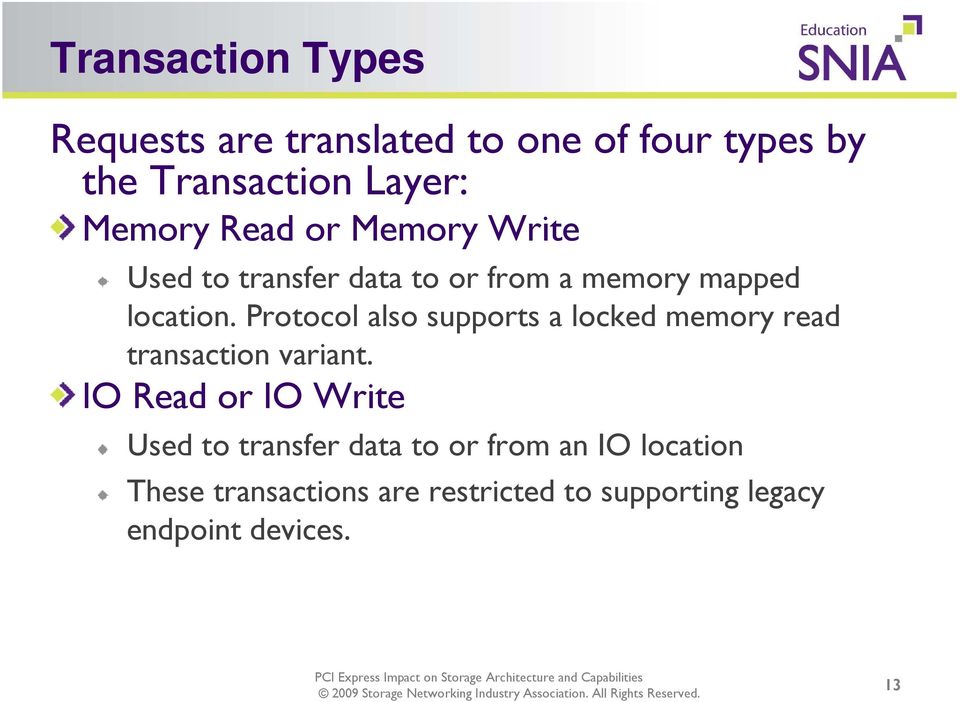 Protocol also supports a locked memory read transaction variant.