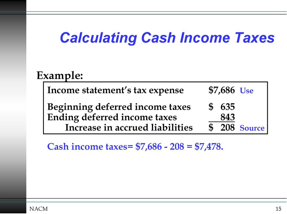 Ending deferred income taxes 843 Increase in accrued
