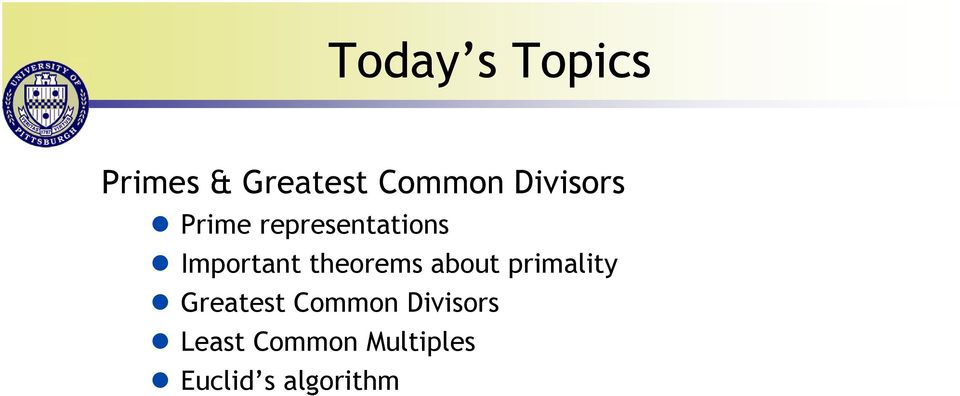 theorems about primality Greatest Common