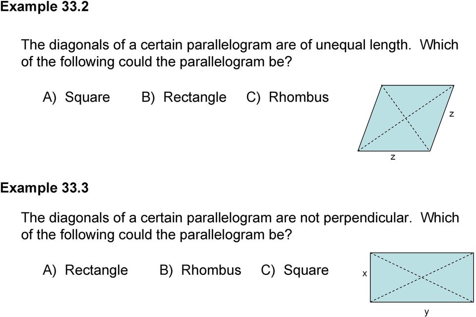 A) Square B) Rectangle C) Rhombus z z Example 33.