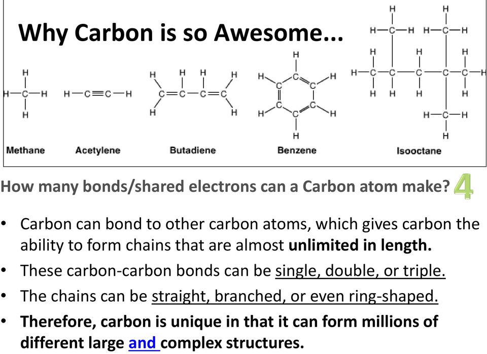 unlimited in length. These carbon-carbon bonds can be single, double, or triple.