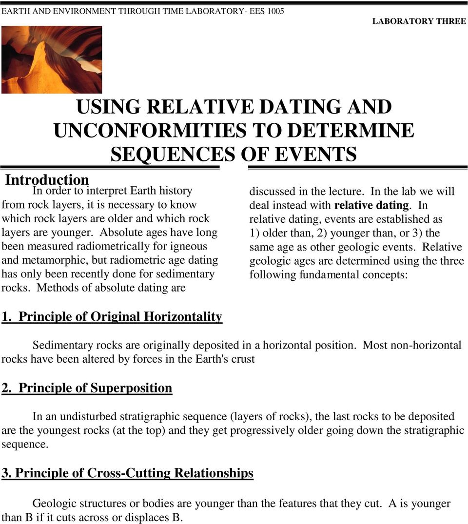 Absolute ages have long been measured radiometrically for igneous and metamorphic, but radiometric age dating has only been recently done for sedimentary rocks. Methods of absolute dating are 1.