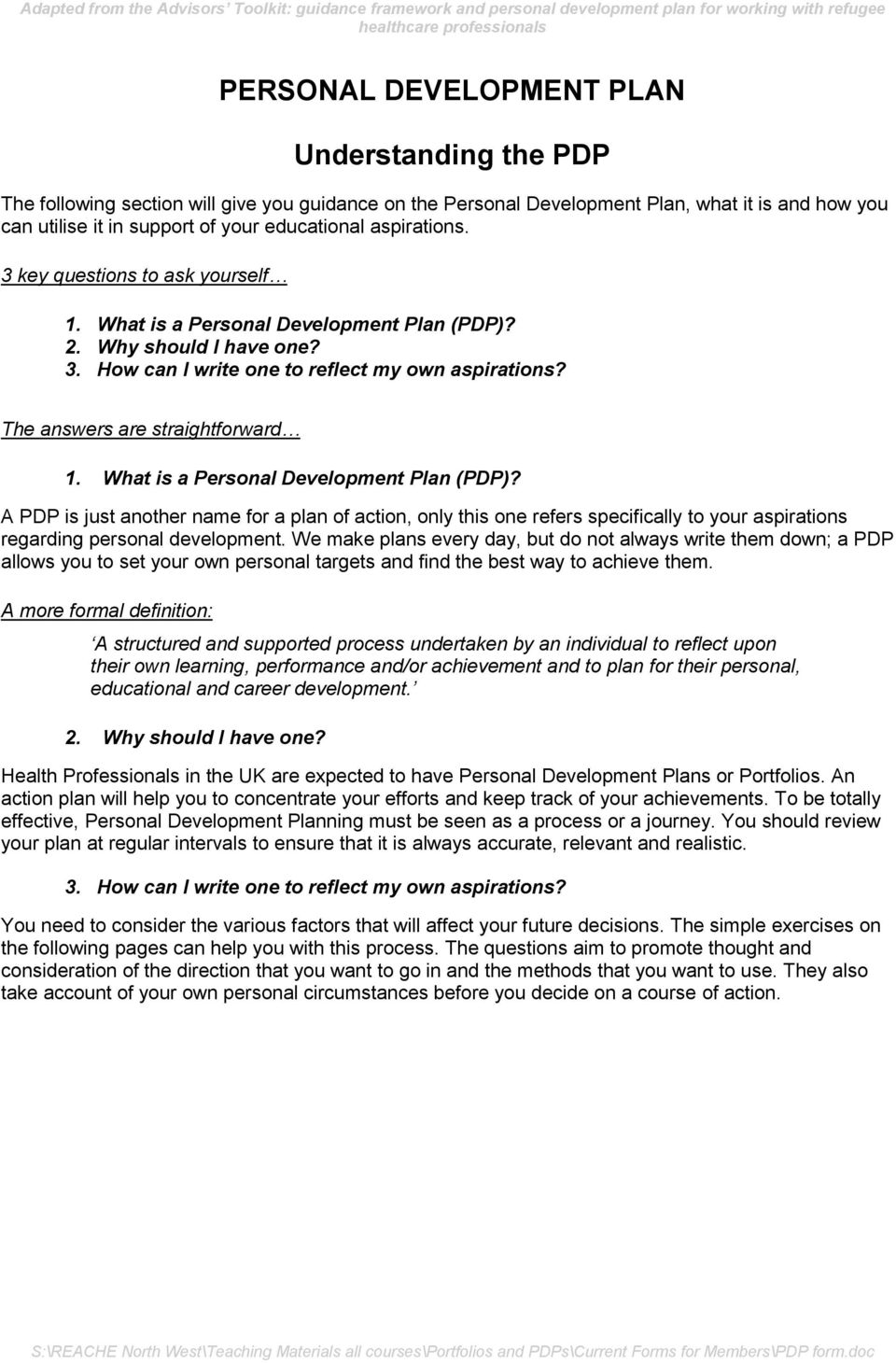 PERSONAL DEVELOPMENT PLAN. Understanding the PDP - PDF Free Download