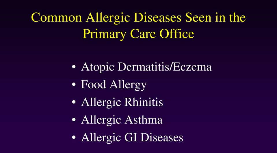 Dermatitis/Eczema Food Allergy