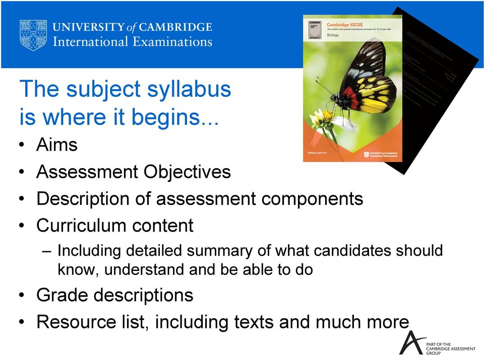 Curriculum content Including detailed summary of what candidates