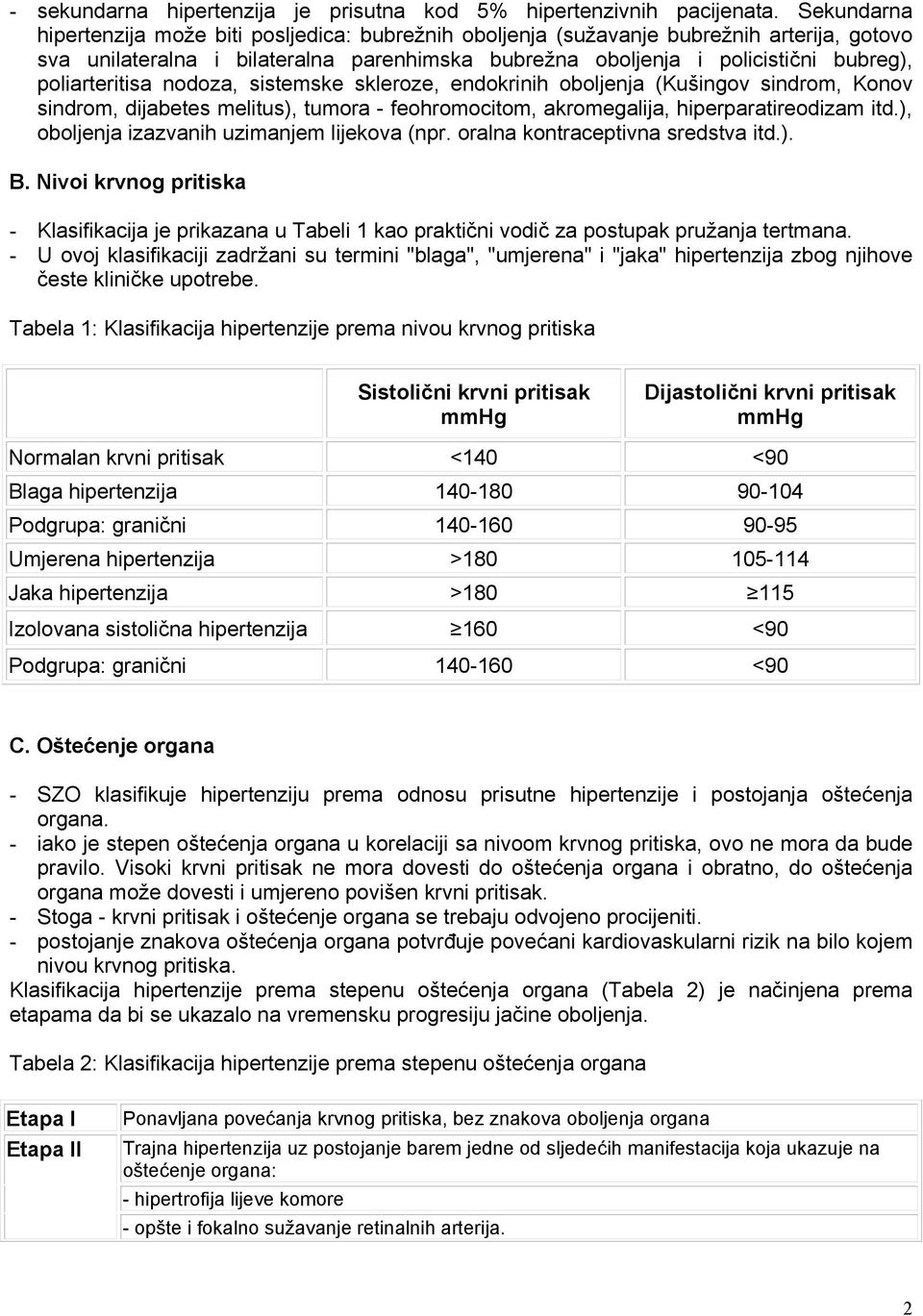 hipertenzija klasifikacija lijek)