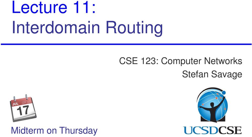 CSE 123: Computer