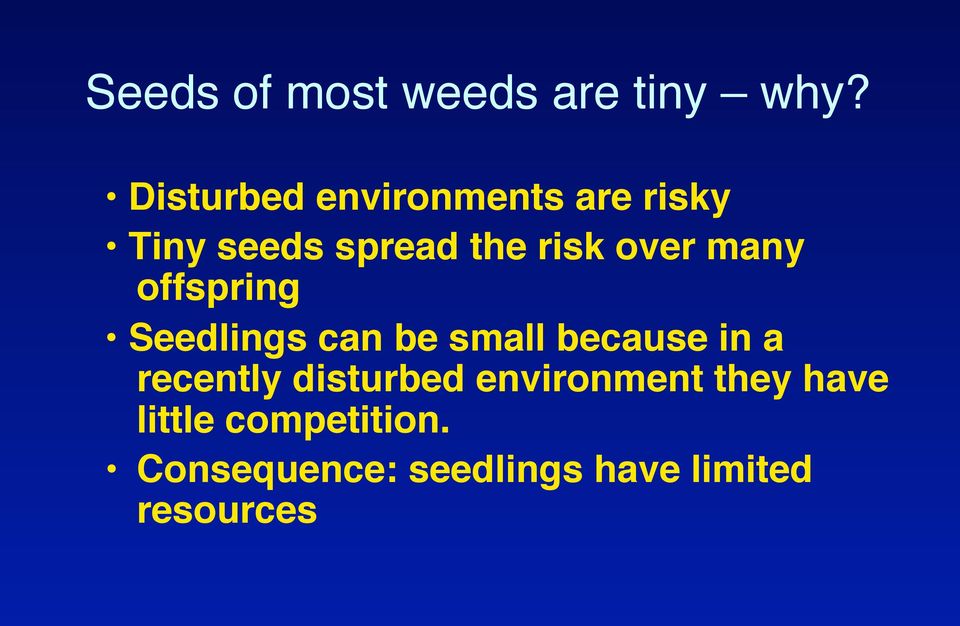 Tiny seeds spread the risk over many offspring!