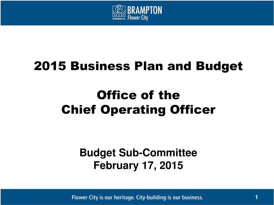 Operating Officer Budget