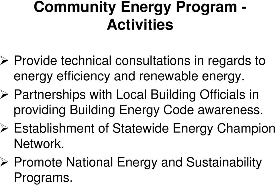 Partnerships with Local Building Officials in providing Building Energy Code