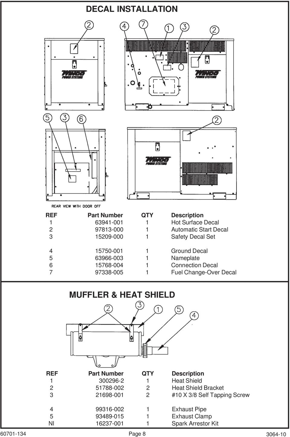 MUFFLER & HEAT SHIELD 1 300296-2 1 Heat Shield 2 51788-002 2 Heat Shield Bracket 3 21698-001 2 #10 X 3/8 Self Tapping