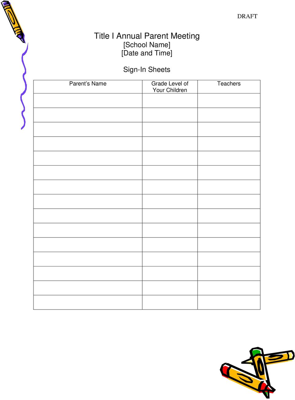 Sign-In Sheets Parent s Name