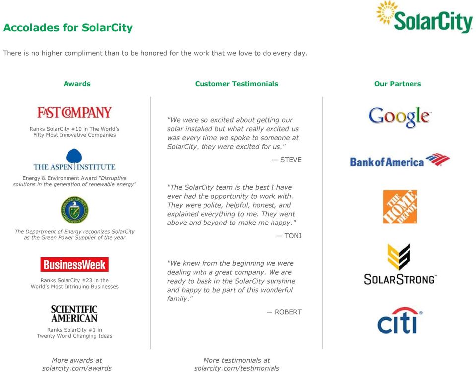 time we spoke to someone at SolarCity, they were excited for us.