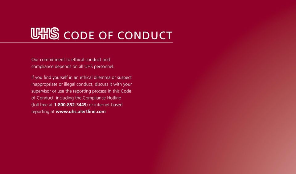 it with your supervisor or use the reporting process in this Code of Conduct, including the