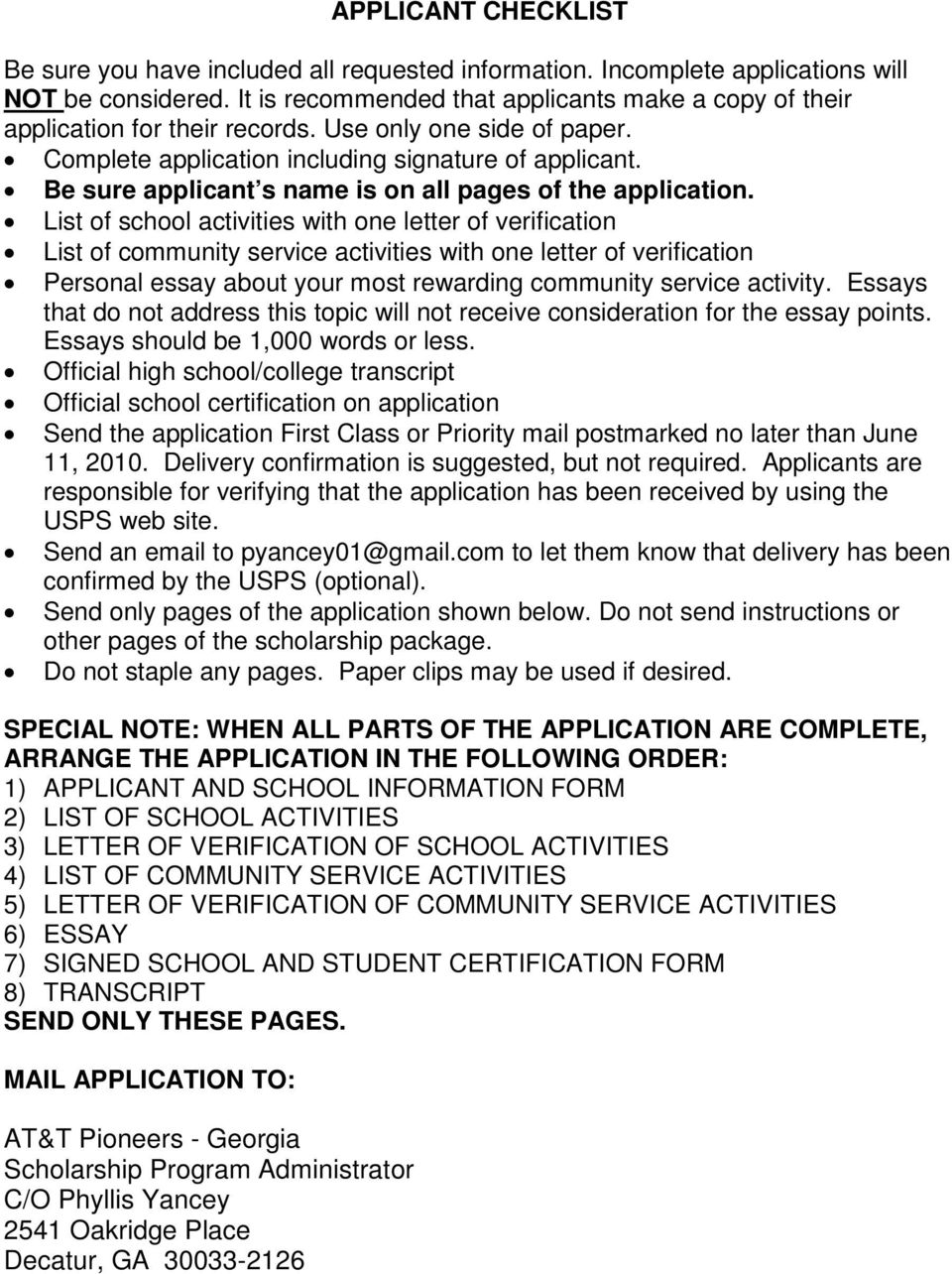 Be sure applicant s name is on all pages of the application.