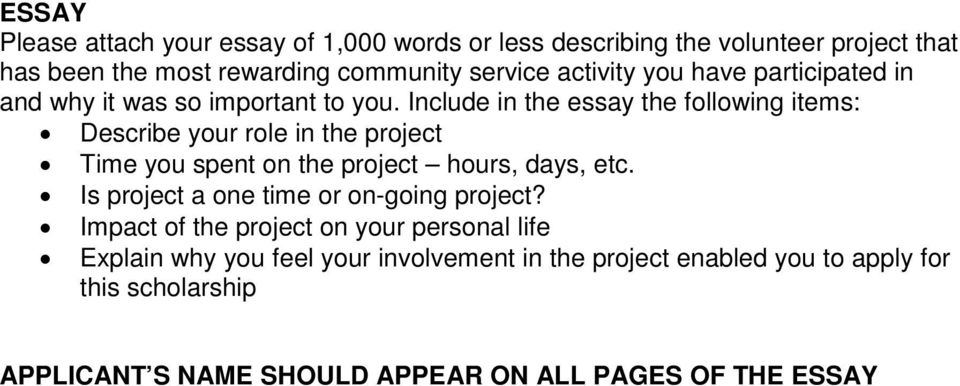 Include in the essay the following items: Describe your role in the project Time you spent on the project hours, days, etc.