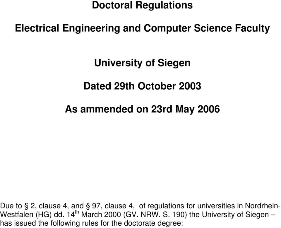 clause 4, of regulations for universities in Nordrhein- Westfalen (HG) dd.