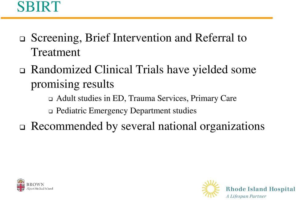 Adult studies in ED, Trauma Services, Primary Care Pediatric