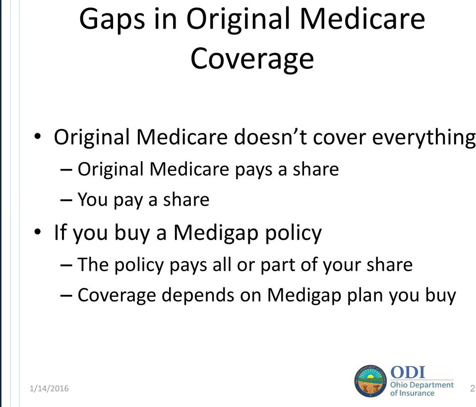 share If you buy a Medigap policy The policy pays all or part