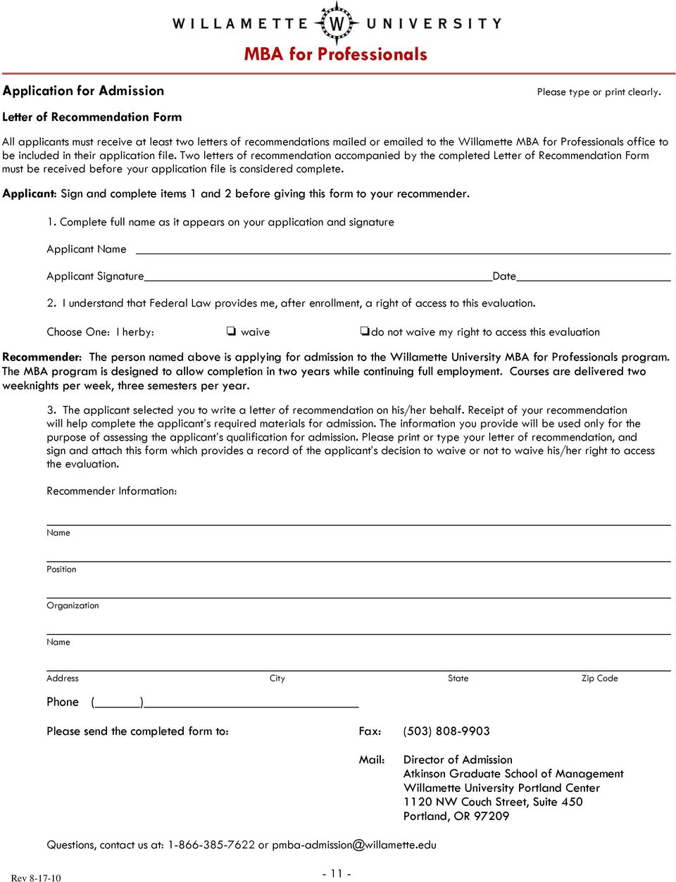 Applicant: Sign and complete items 1 and 2 before giving this form to your recommender. 1. Complete full name as it appears on your application and signature Applicant Name Applicant Signature Date 2.